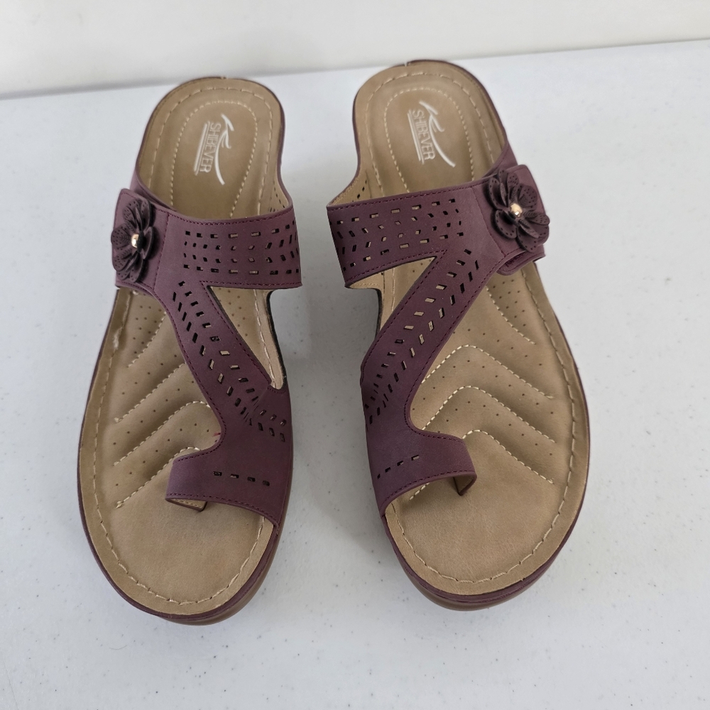 Shibever Wedge Sandals Size 42 US 11.5 Summer Slip-on Shoes Toe Loop Thong